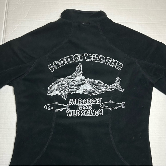 K-Way Women’s Black Guinevere Fleece Jacket Zip Size Small Protect Wild Fish - Picture 6 of 13